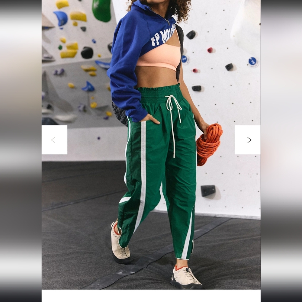 FP Movement by Free People Green Track Pants with White Stripe